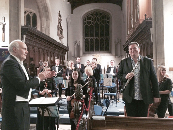 Nicholas Daniel (soloist) with Adam Pounds and the Academy of Great St. Mary’s after the performance of the Strauss Oboe Concerto