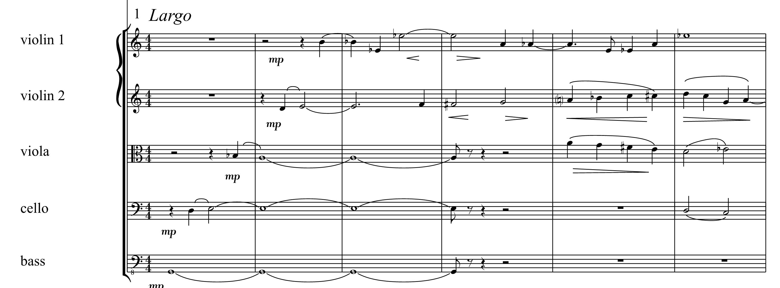 Score excerpt from the first movement of third symphony by Adam Pounds