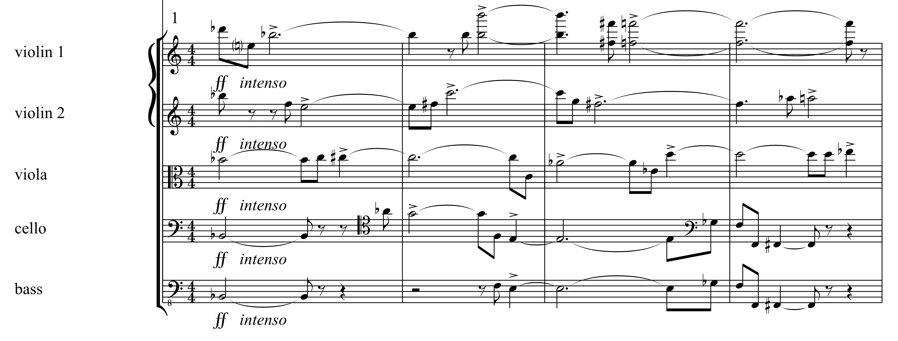 Score excerpt from the final movement of third symphony by Adam Pounds