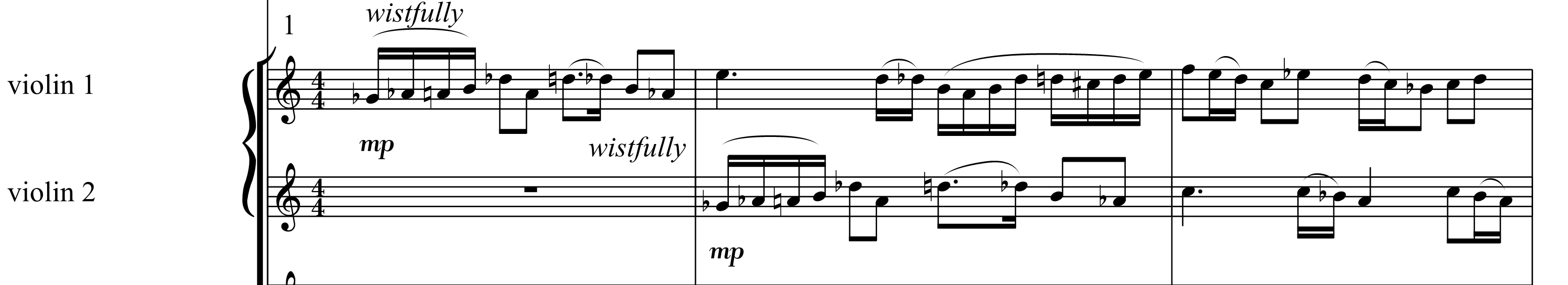 Score excerpt from the final movement of third symphony by Adam Pounds