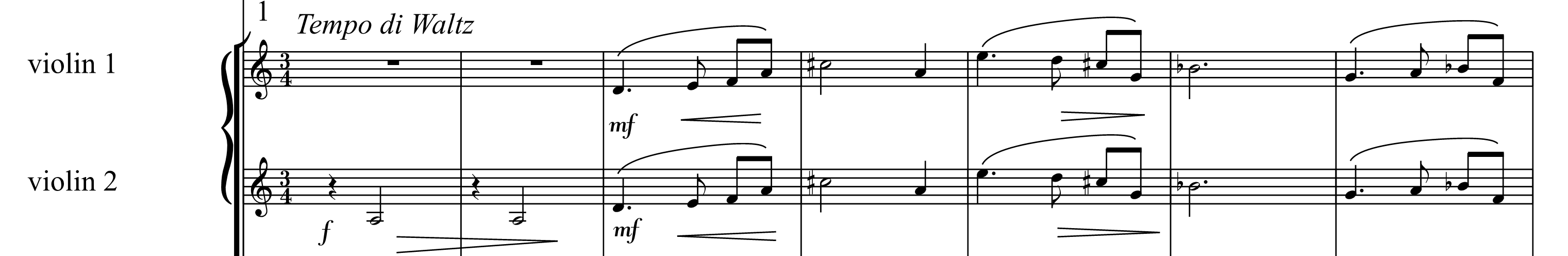 Score excerpt from the first theme of the second movement of third symphony by Adam Pounds