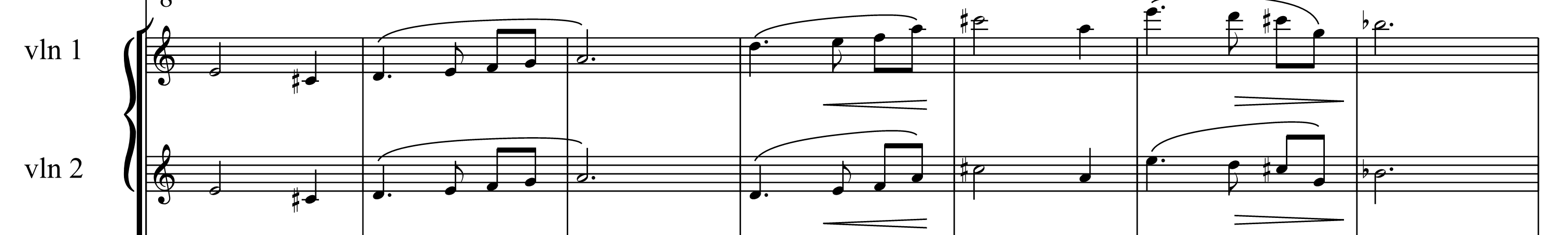 Score excerpt from the first theme of the second movement of third symphony by Adam Pounds