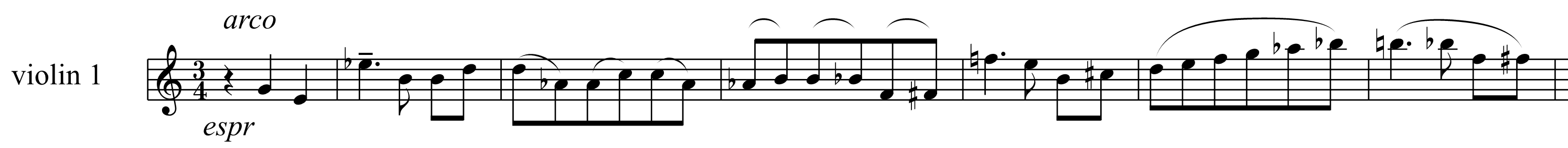 Score excerpt from the second theme of the second movement of third symphony by Adam Pounds