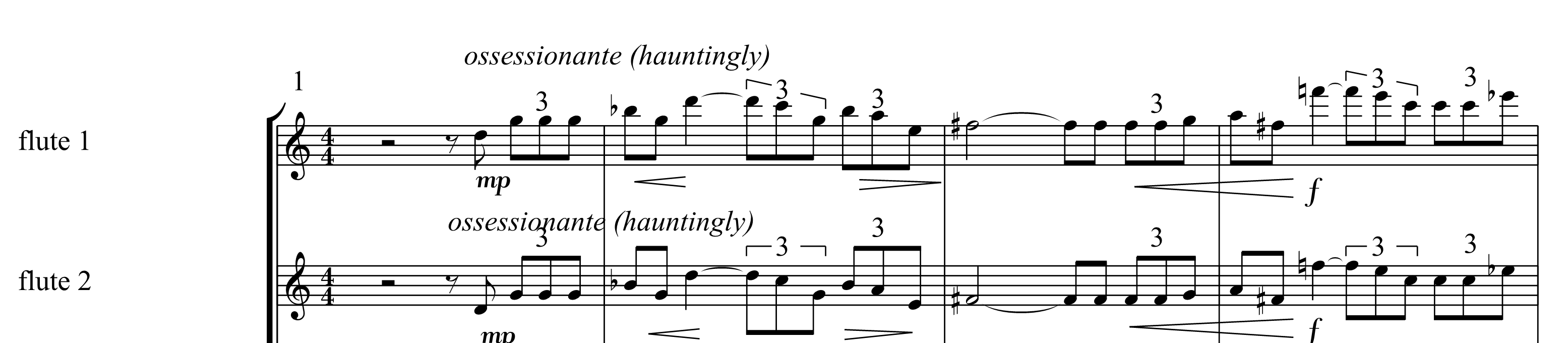 Prayer-like figure (score excerpt from the third movement of third symphony by Adam Pounds
